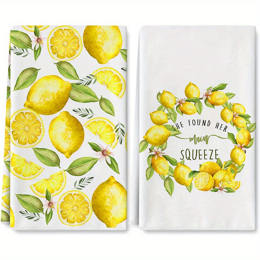 Home Cooking Cookbook - 2개, 레몬 리스 주방 타월, 40Cm*60Cm